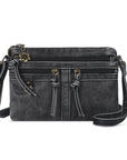 Multi-Zip Crossbody Purse with Tassel Pulls
