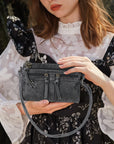 Multi-Zip Crossbody Purse with Tassel Pulls