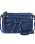 Multi-Zip Crossbody Purse with Tassel Pulls