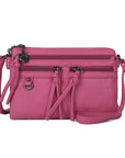 Multi-Zip Crossbody Purse with Tassel Pulls