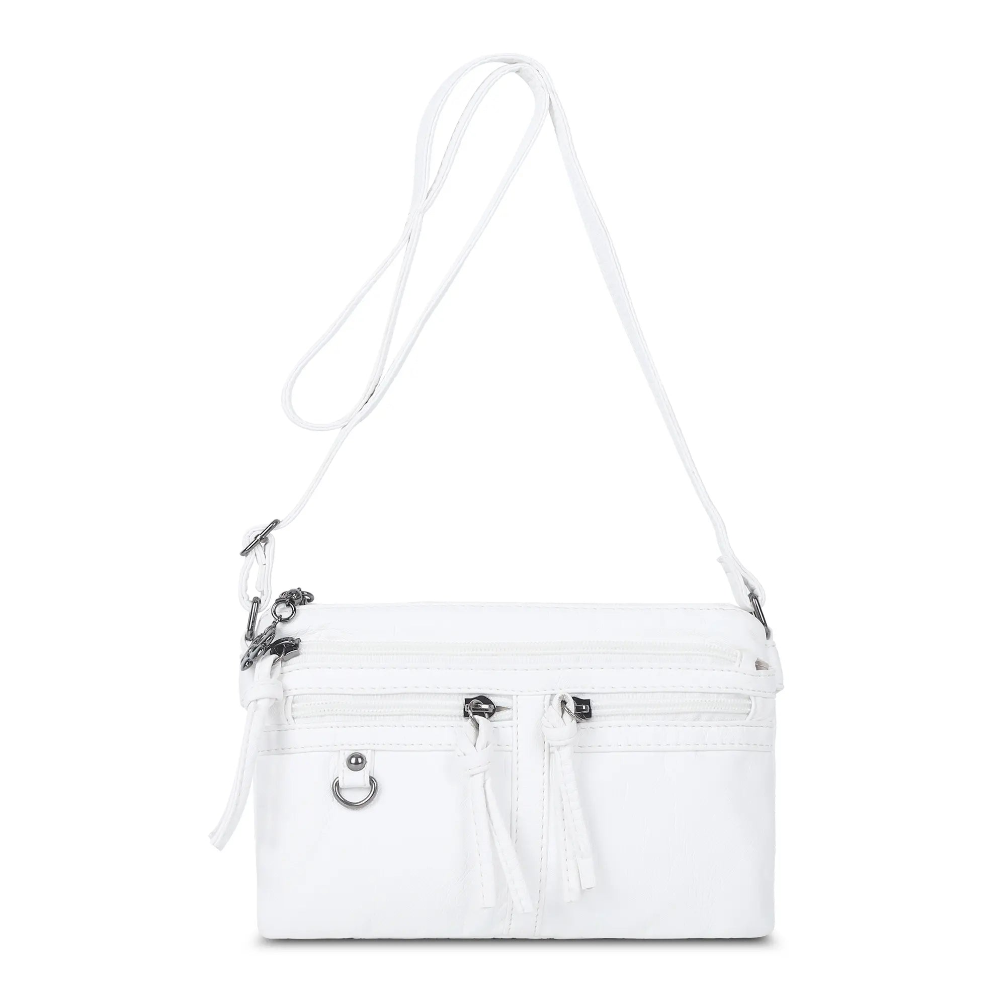 Multi-Zip Crossbody Purse with Tassel Pulls