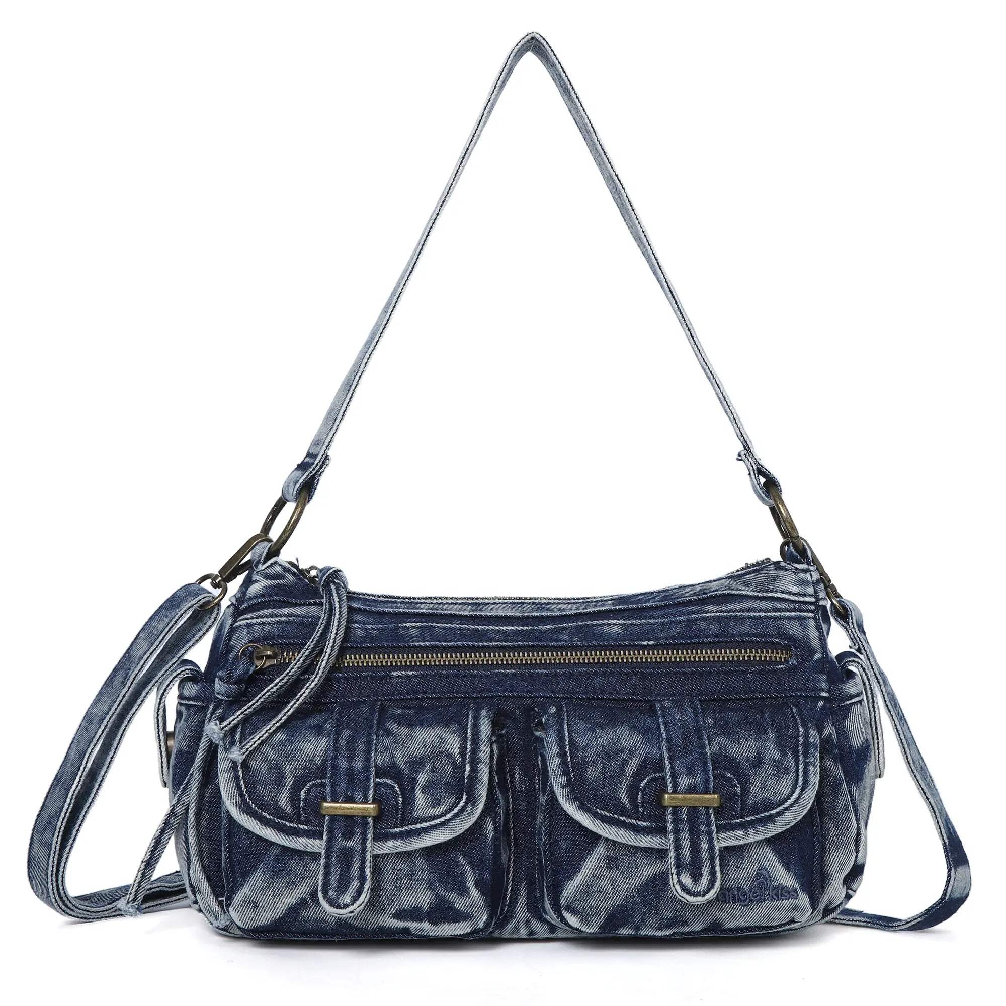 Small Shoulder Bag with Front Pockets and Chain Details