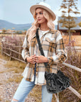 Small Shoulder Bag with Front Pockets and Chain Details
