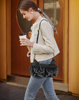 Small Shoulder Bag with Front Pockets and Chain Details
