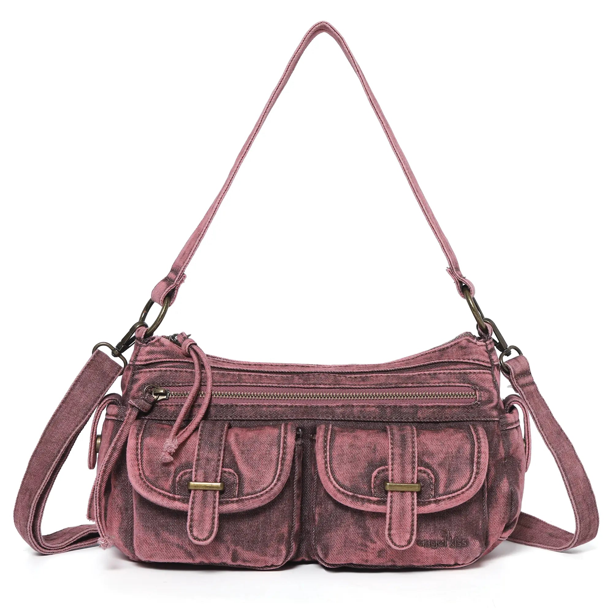 Small Shoulder Bag with Front Pockets and Chain Details