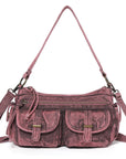 Small Shoulder Bag with Front Pockets and Chain Details