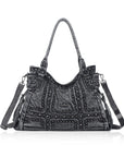 Oversized Vintage Denim Tote Bag | Studded Y2K Shoulder Purse