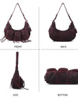 Small Y2K Biker Hobo Shoulder Bag with Fringe