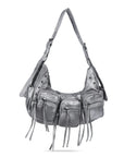 Small Y2K Biker Hobo Shoulder Bag with Fringe