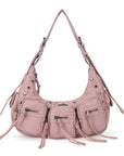 Small Y2K Biker Hobo Shoulder Bag with Fringe