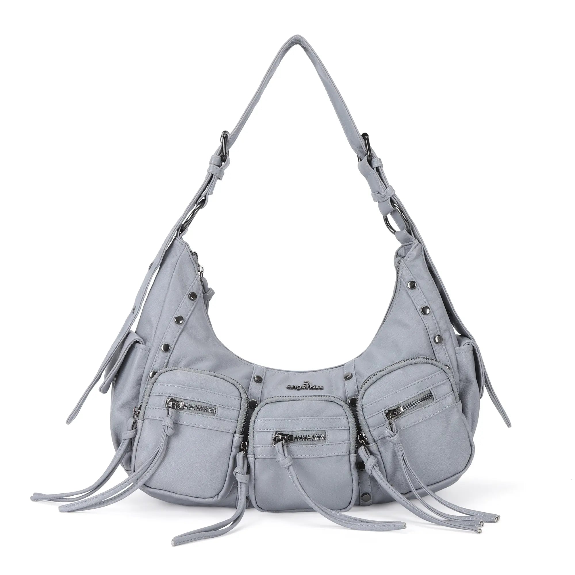 Small Y2K Biker Hobo Shoulder Bag with Fringe