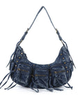 Small Y2K Biker Hobo Shoulder Bag with Fringe