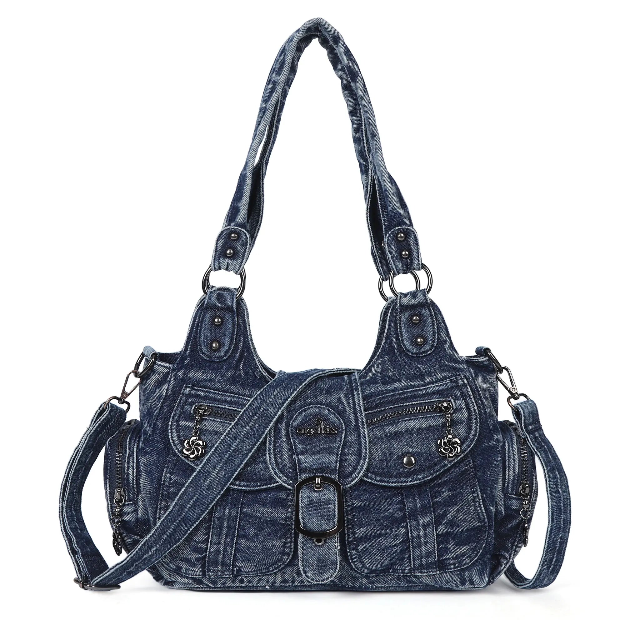 Large Braided Multi-Pocket Hobo Shoulder Bag with Crossbody Strap