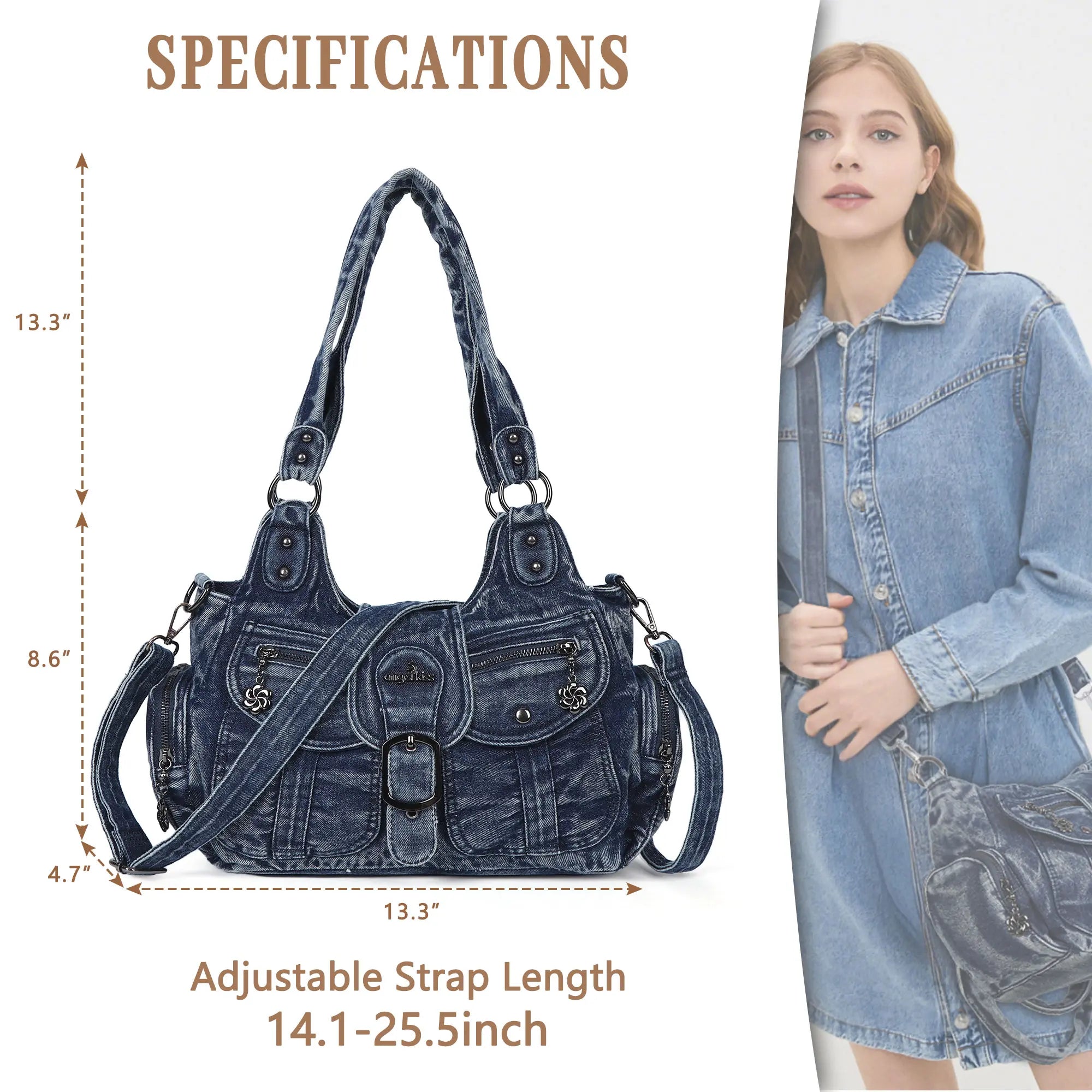 Large Braided Multi-Pocket Hobo Shoulder Bag with Crossbody Strap
