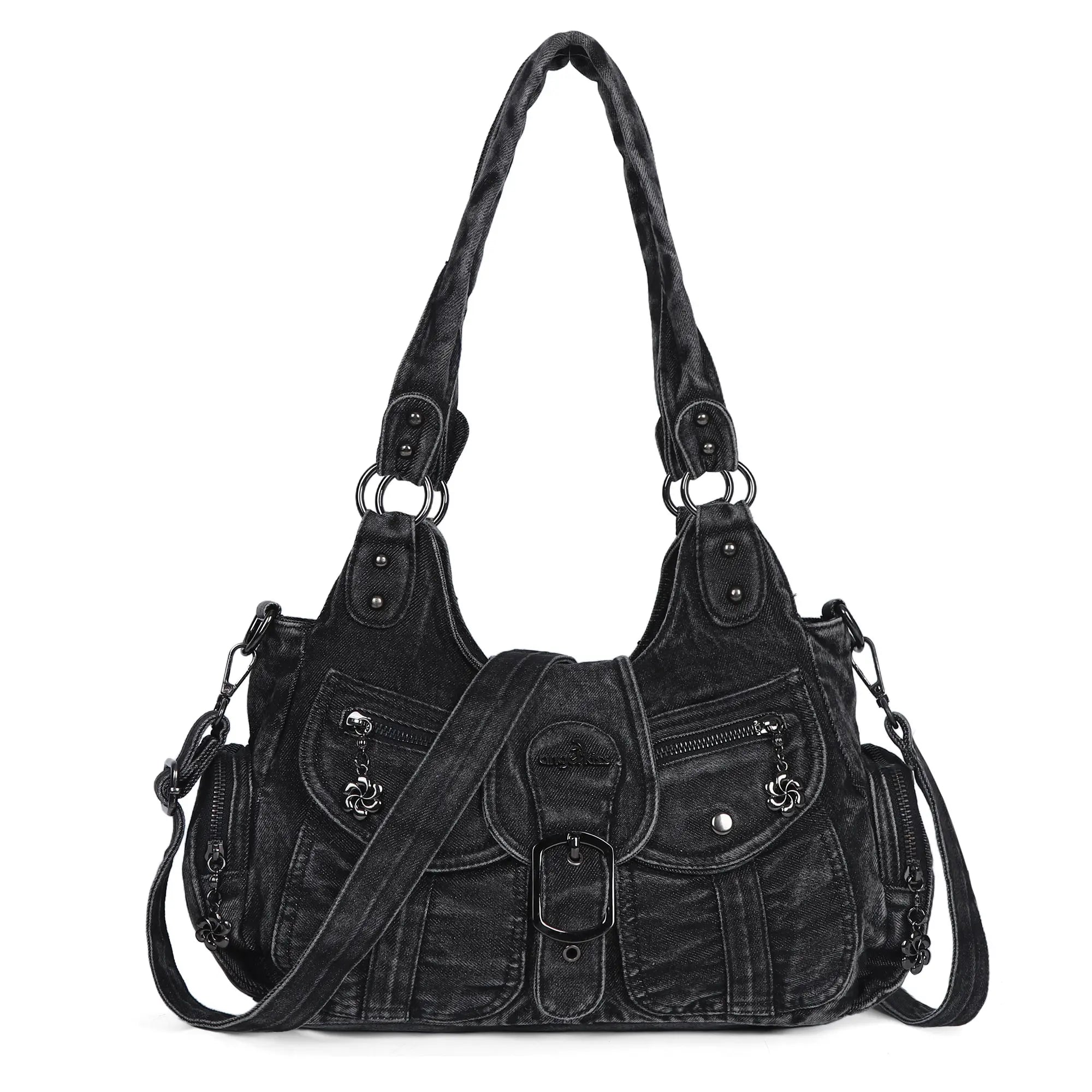 Large Braided Multi-Pocket Hobo Shoulder Bag with Crossbody Strap