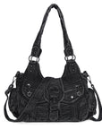Large Braided Multi-Pocket Hobo Shoulder Bag with Crossbody Strap