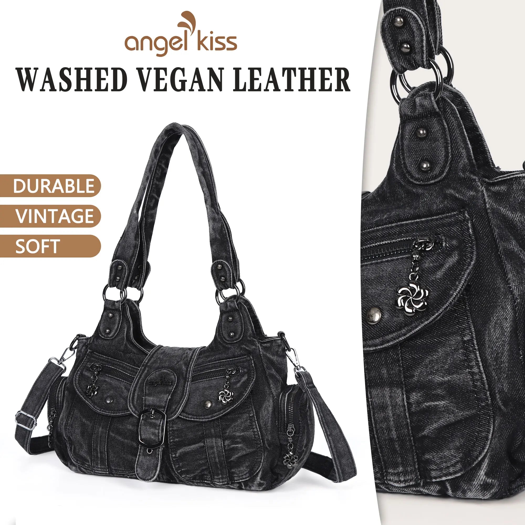 Large Braided Multi-Pocket Hobo Shoulder Bag with Crossbody Strap