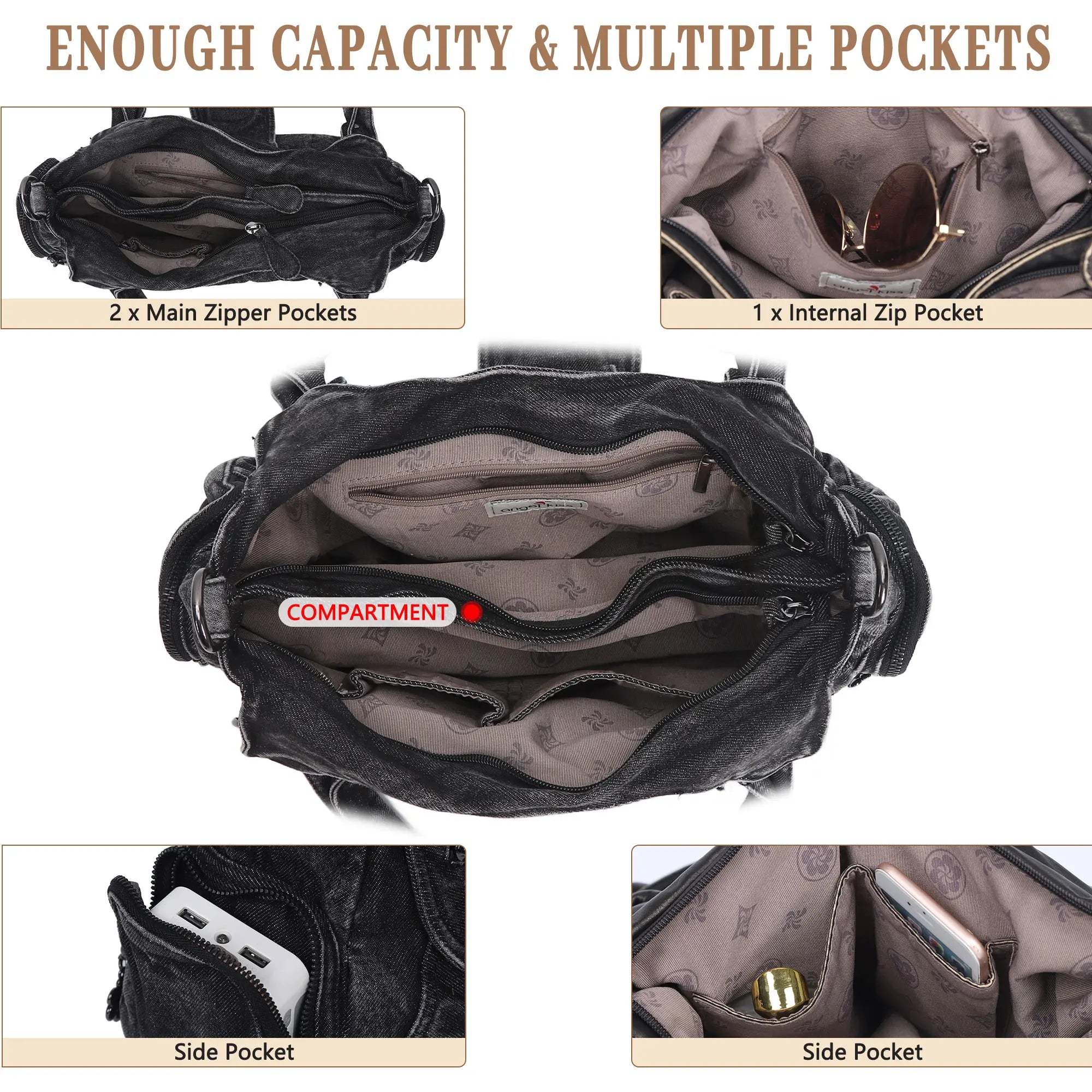Large Braided Multi-Pocket Hobo Shoulder Bag with Crossbody Strap
