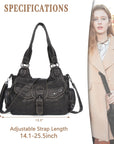 Large Braided Multi-Pocket Hobo Shoulder Bag with Crossbody Strap