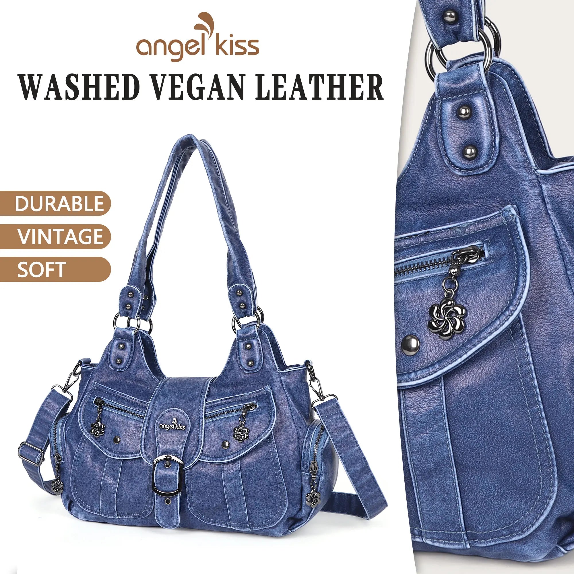 Large Braided Multi-Pocket Hobo Shoulder Bag with Crossbody Strap