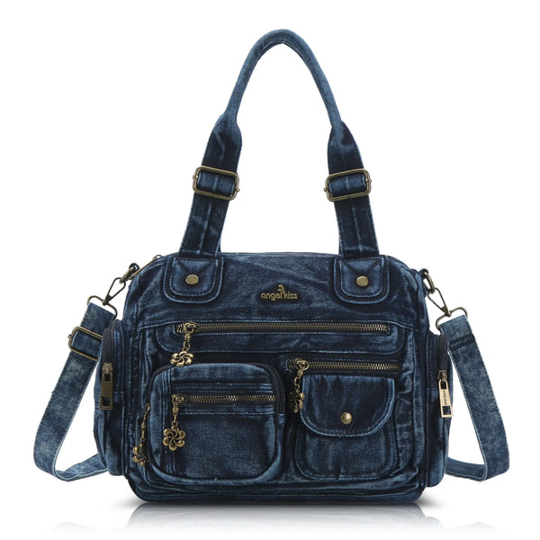 Vintage Utility Satchel Crossbody Bag with Easy-Access Pockets