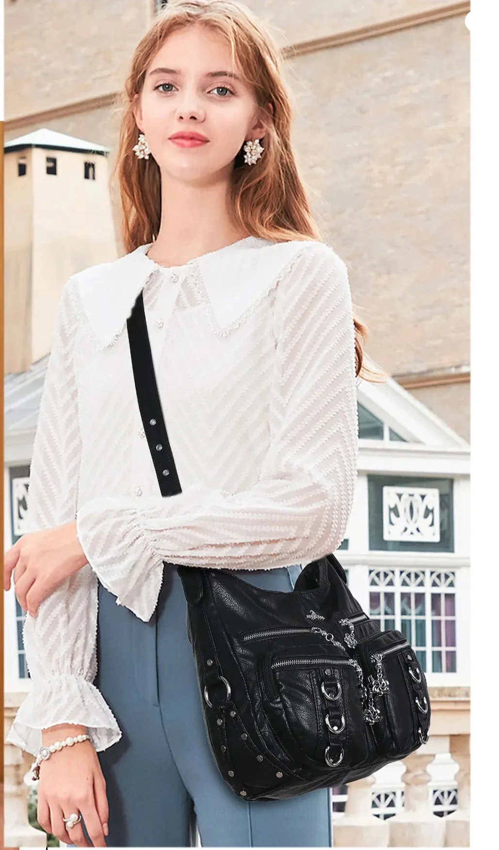 Street Style Multi-Pocket Crossbody Bag