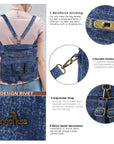 Multi-Pocket Denim Convertible Backpack Purse