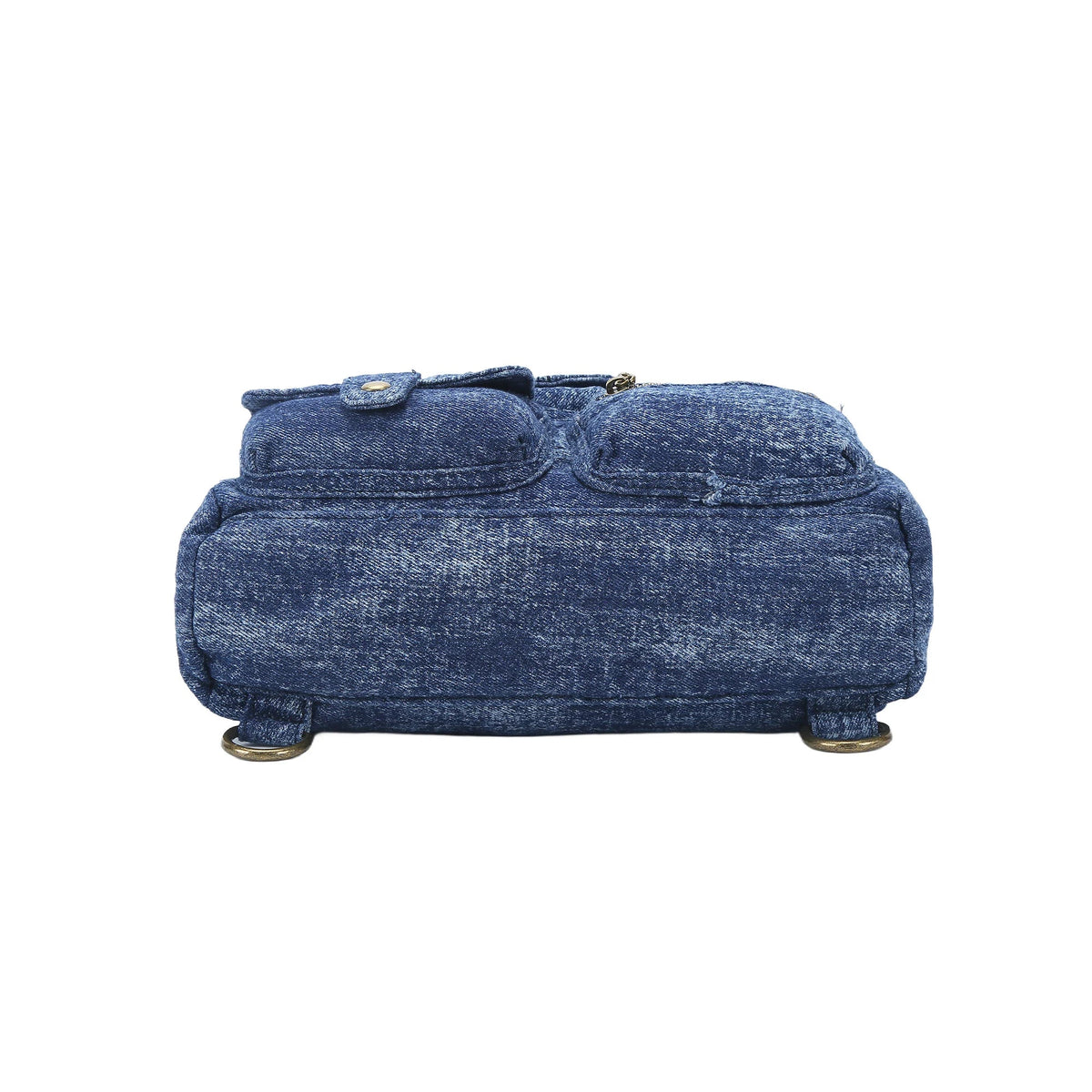 Vintage Denim Flap Backpack with Secure Zip
