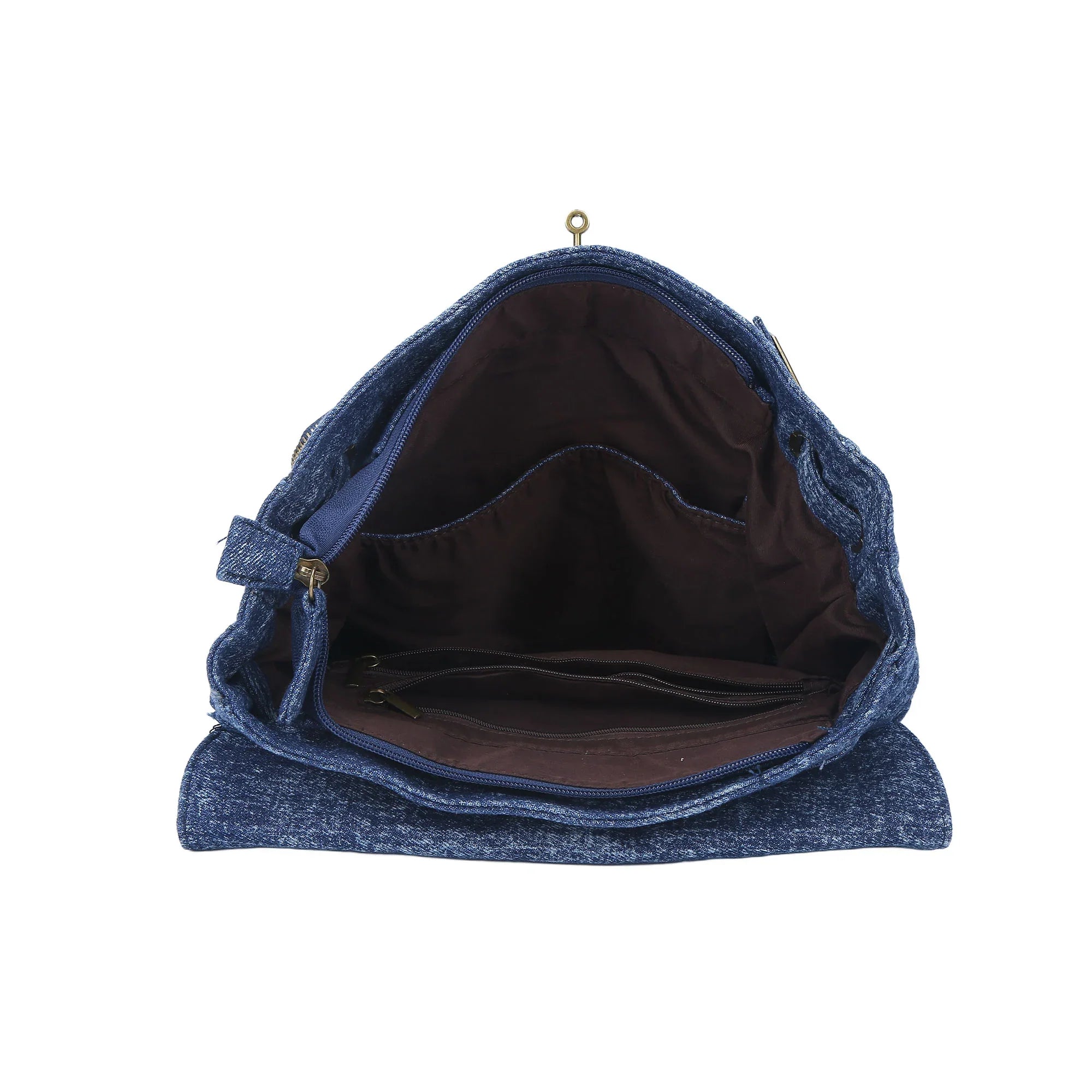 Multi-Pocket Denim Convertible Backpack Purse