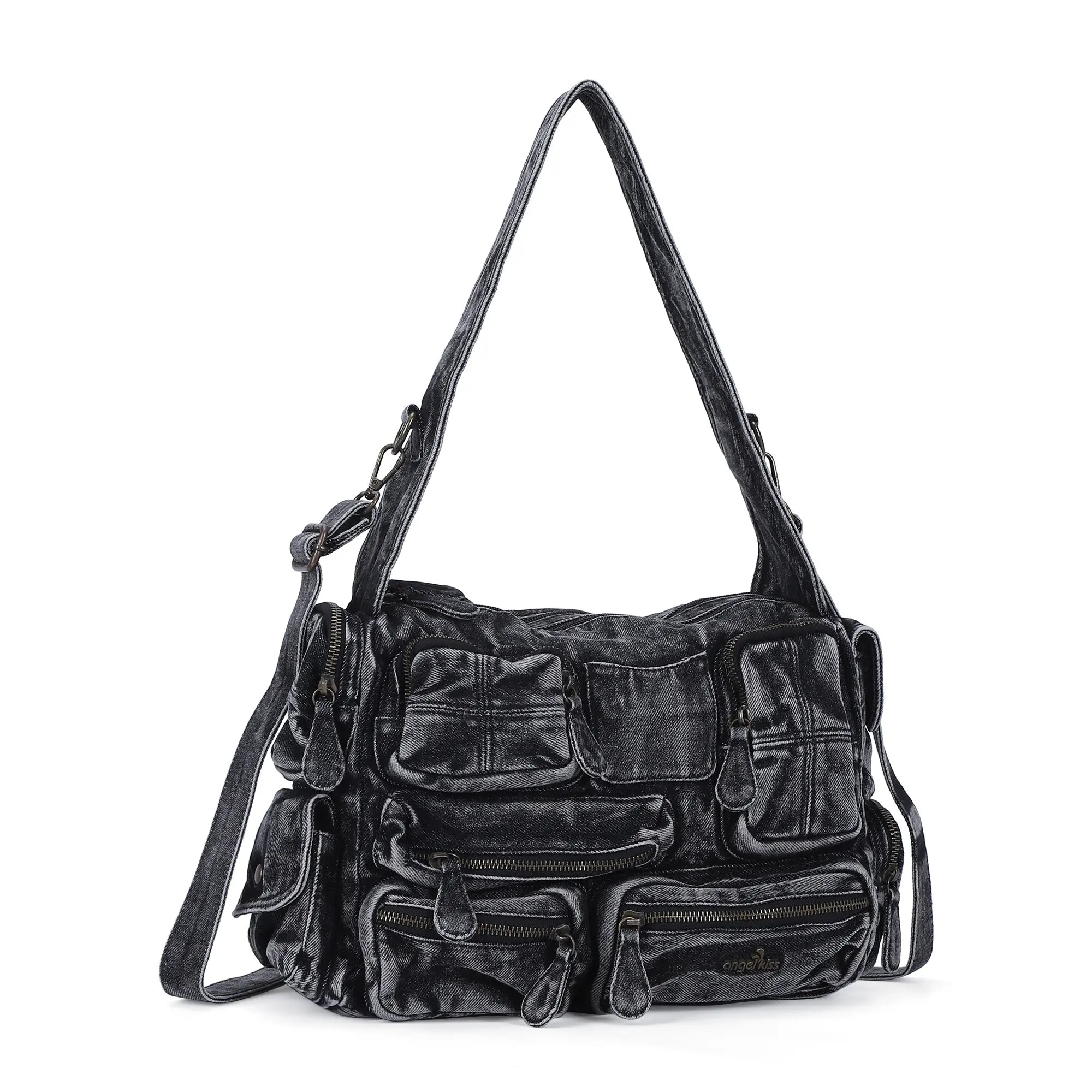 Cargo Denim Shoulder Bag for Women – Multi Pocket Crossbody Jean