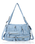 Cargo Denim Shoulder Bag for Women – Multi Pocket Crossbody Jean