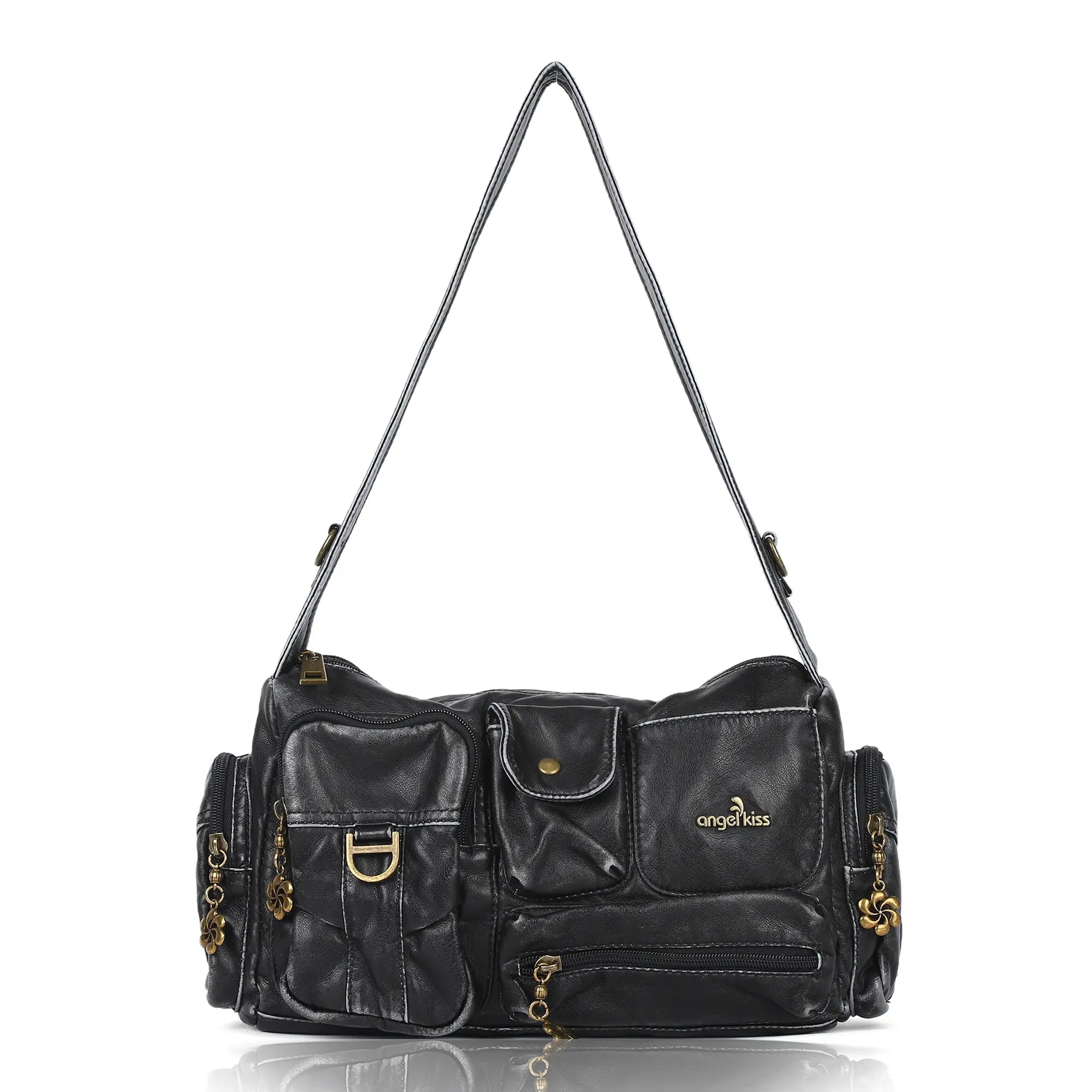Y2K Multi-Pocket Cargo Satchel Bag for Shoulder or Crossbody Carry