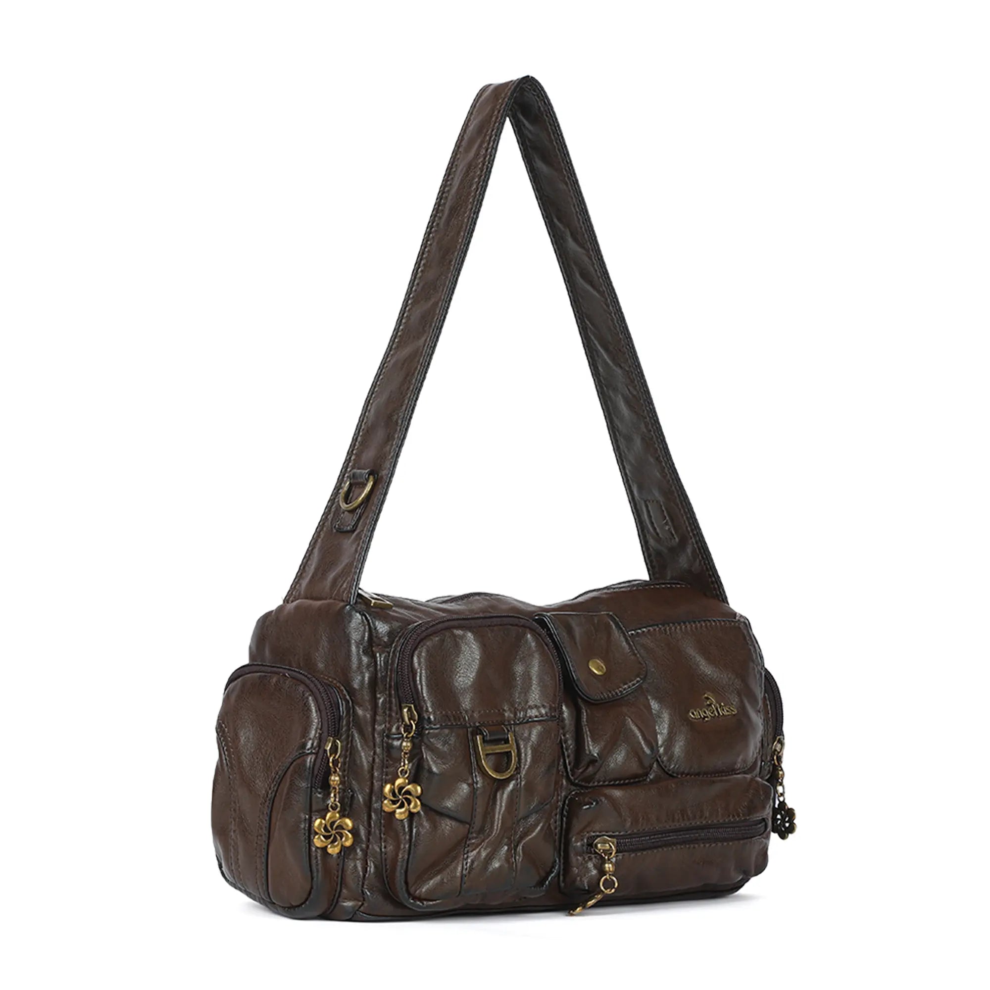 Y2K Multi-Pocket Cargo Satchel Bag for Shoulder or Crossbody Carry