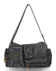 Y2K Multi-Pocket Cargo Satchel Bag for Shoulder or Crossbody Carry