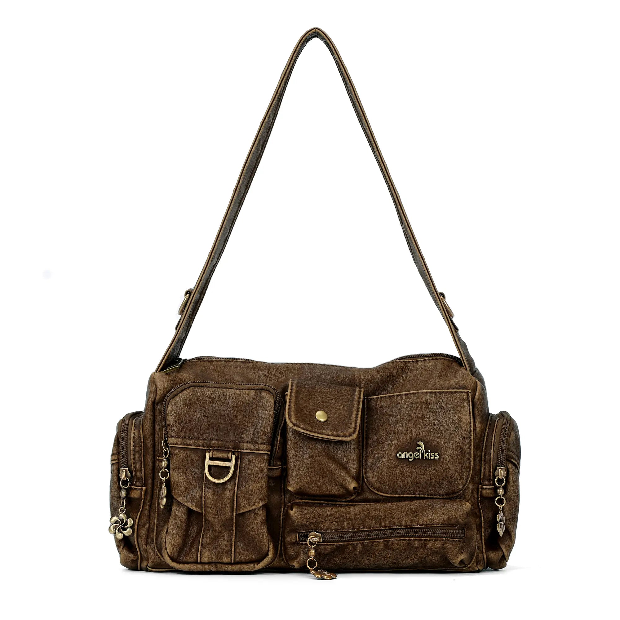 Y2K Multi-Pocket Cargo Satchel Bag for Shoulder or Crossbody Carry