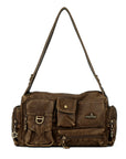 Y2K Multi-Pocket Cargo Satchel Bag for Shoulder or Crossbody Carry