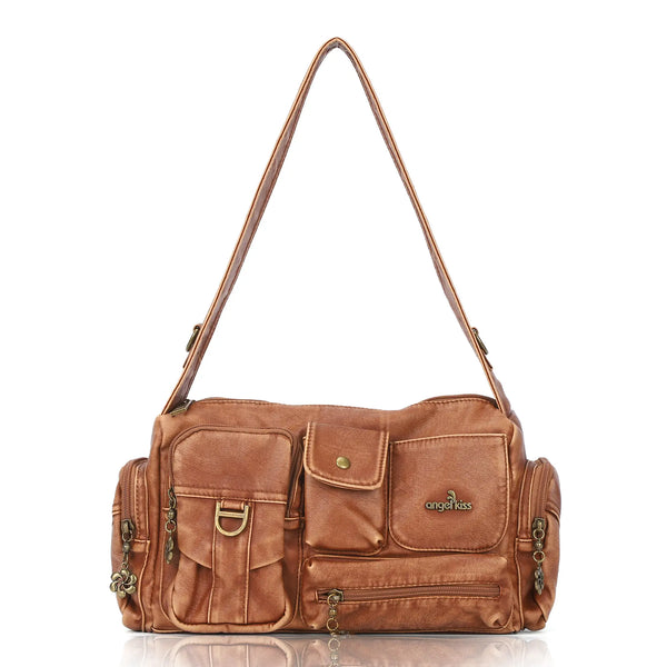 Y2K Multi-Pocket Cargo Satchel Bag for Shoulder or Crossbody Carry