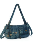 Y2K Multi-Pocket Cargo Satchel Bag for Shoulder or Crossbody Carry