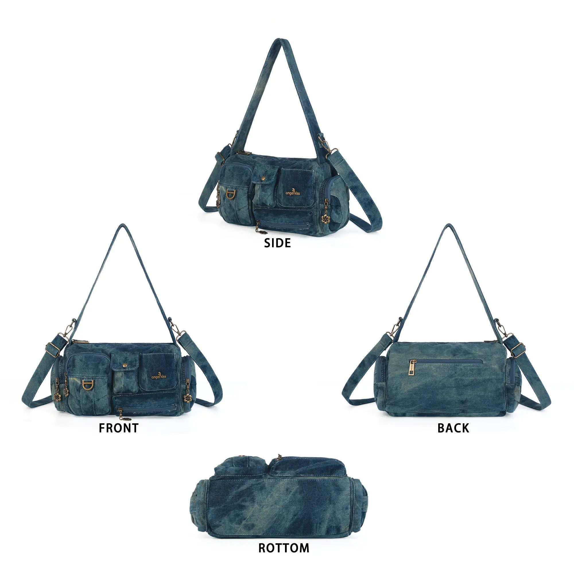Y2K Multi-Pocket Cargo Satchel Bag for Shoulder or Crossbody Carry