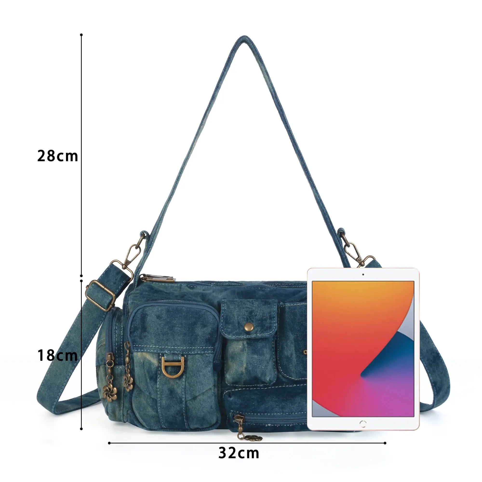 Y2K Multi-Pocket Cargo Satchel Bag for Shoulder or Crossbody Carry
