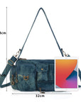 Y2K Multi-Pocket Cargo Satchel Bag for Shoulder or Crossbody Carry