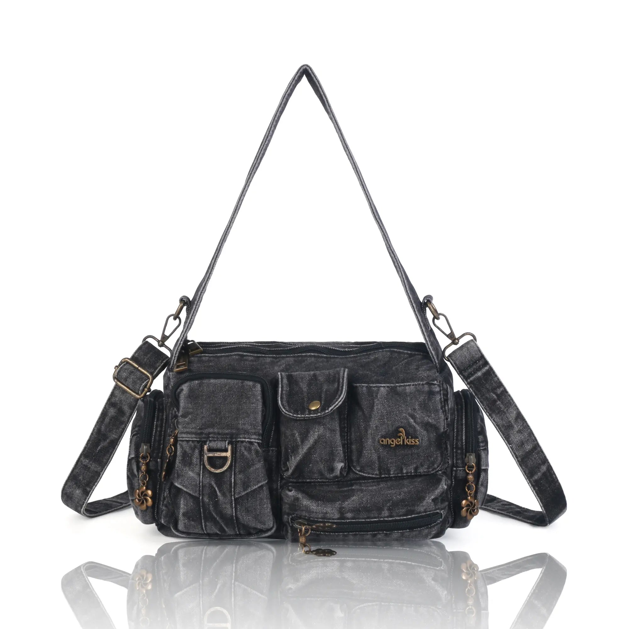 Y2K Multi-Pocket Cargo Satchel Bag for Shoulder or Crossbody Carry