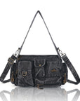 Y2K Multi-Pocket Cargo Satchel Bag for Shoulder or Crossbody Carry