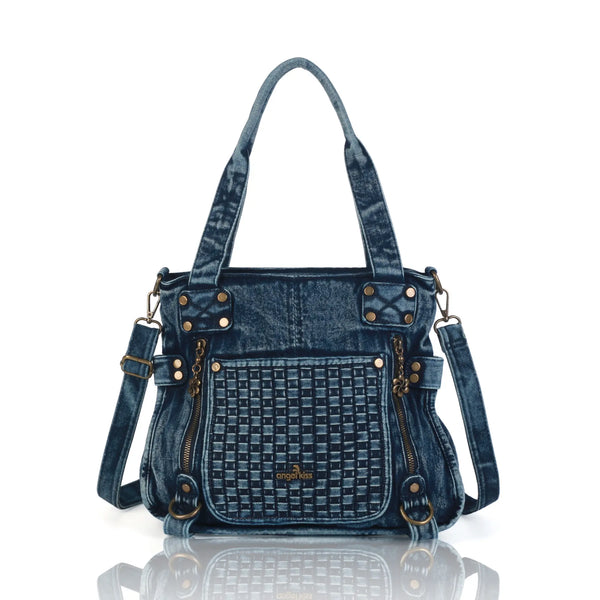 Western Denim Multi-Pocket Satchel Crossbody Bag