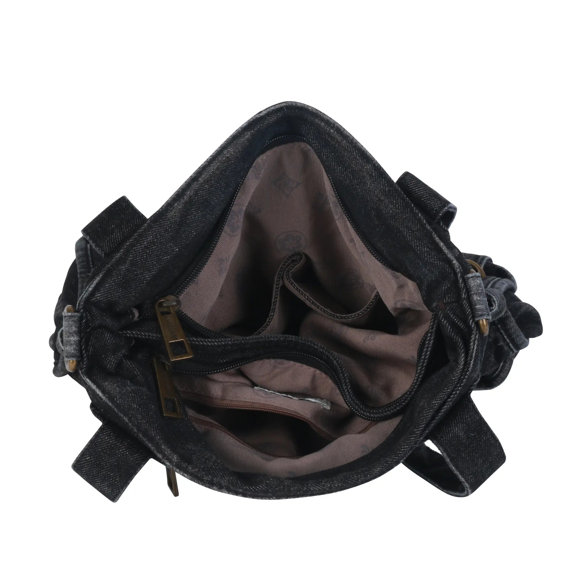 Western Denim Multi-Pocket Satchel Crossbody Bag
