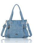 Western Denim Multi-Pocket Satchel Crossbody Bag