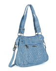 Large Handmade Multipocket Washed Denim Tote Plaid Bag