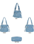 Large Handmade Multipocket Washed Denim Tote Plaid Bag
