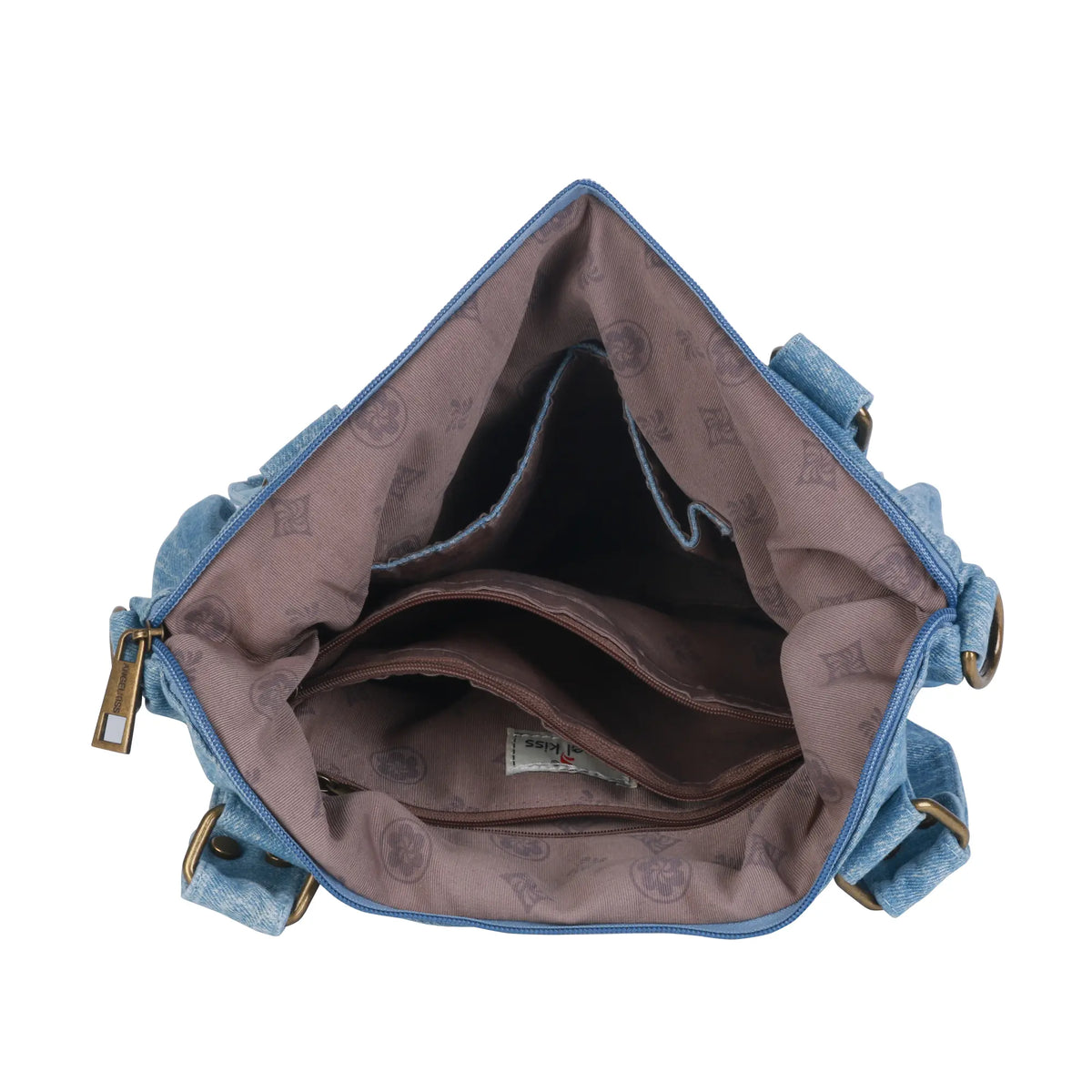 Large Handmade Multipocket Washed Denim Tote Plaid Bag