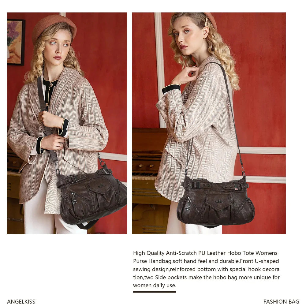 Multiple Zipper Crossbody Grunge Retro Bag